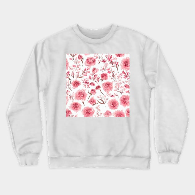 Pink Vintage Floral  Romantic Flower Design Crewneck Sweatshirt by VintageFlorals